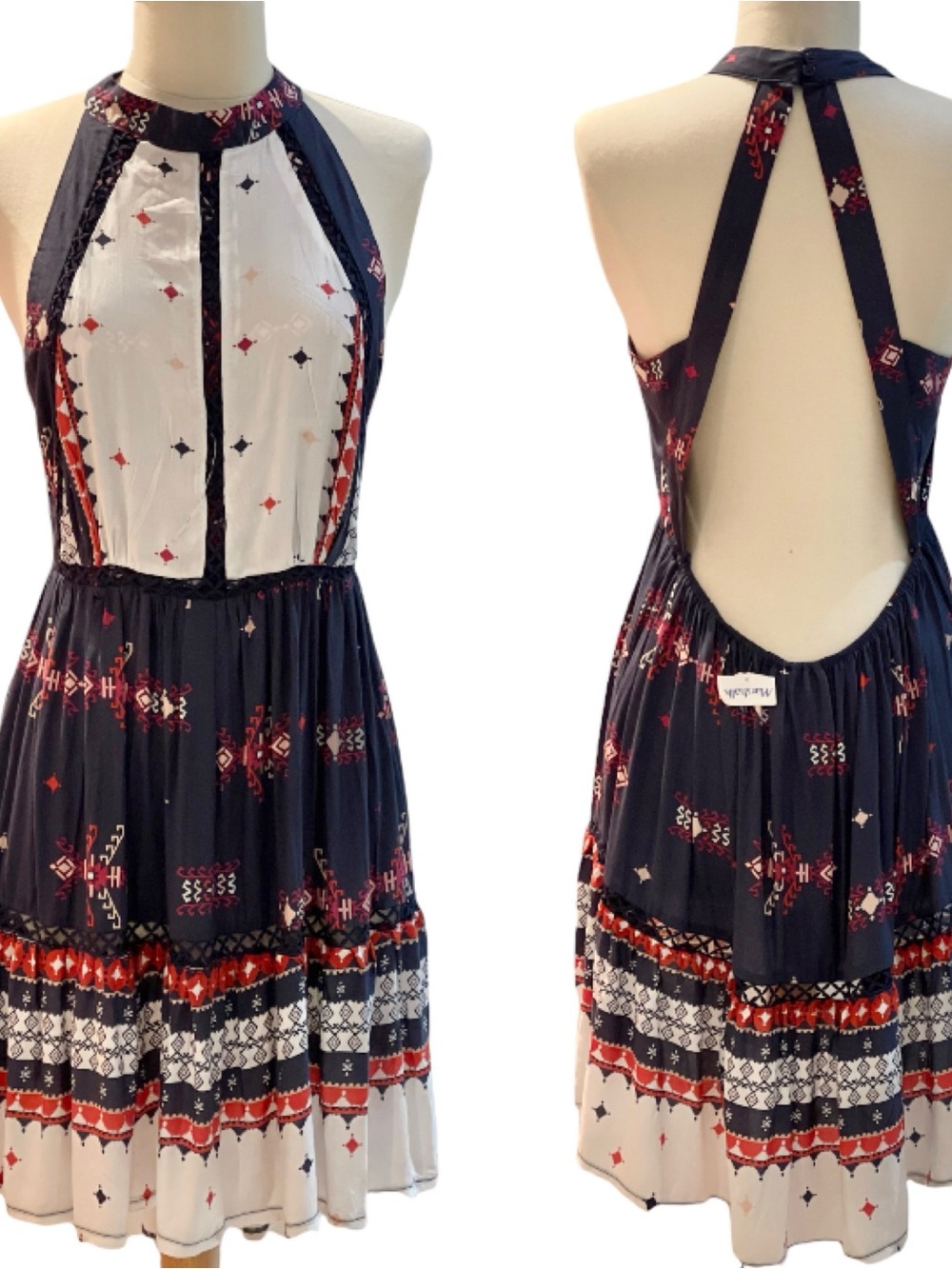 JAASE | Multicoloured Halter Tie-Back Mini Dress